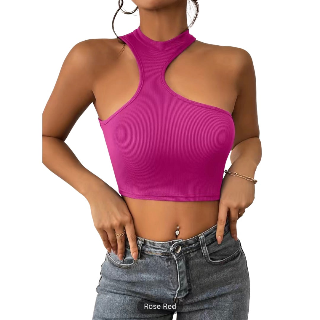 Casual Strappy Cute Magenta Cut Out Top - Blush freeshipping - The