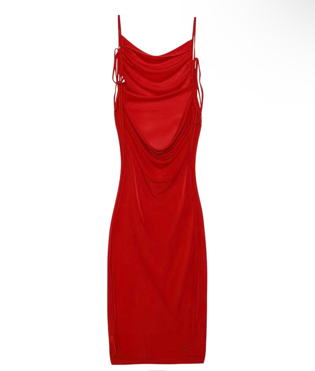 Draped Backless Red Wonder Sexy Spaghetti Long Dress
