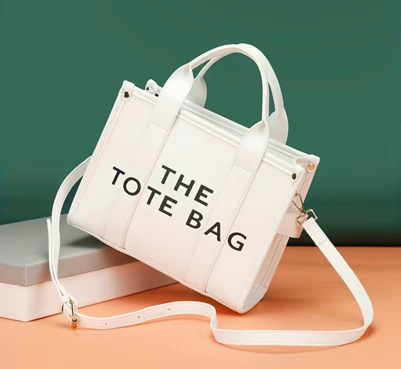 Simple Letter Print Shopping White Tote Bag