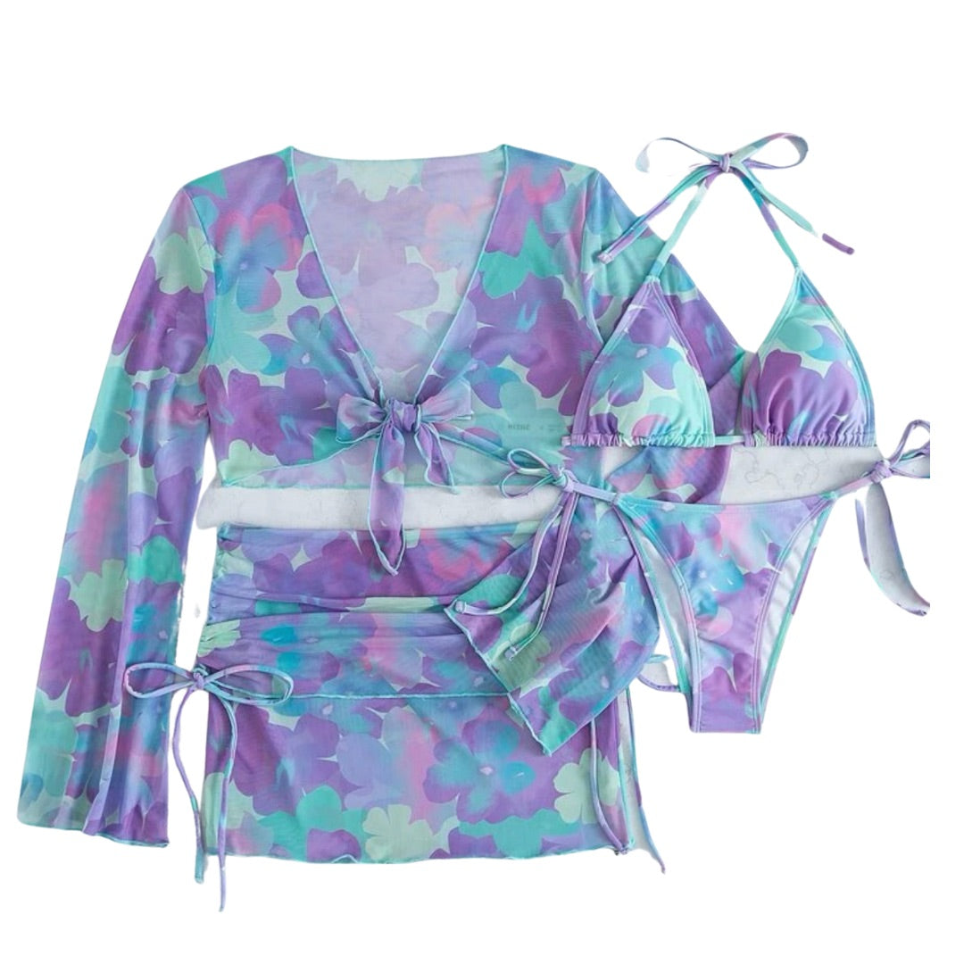 Water Color Cosmic Purple 4-piece Swimwear Set